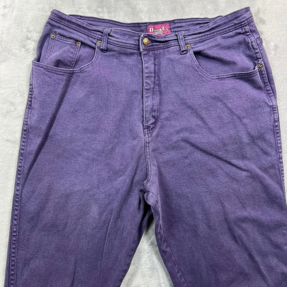 Denim & Co Jeans Women 22 Purple High Rise Tapered Leg Stretch Cotton